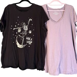 Torrid Graphic T Shirt Lot of 2- Skeleton, V Neck- Size 4